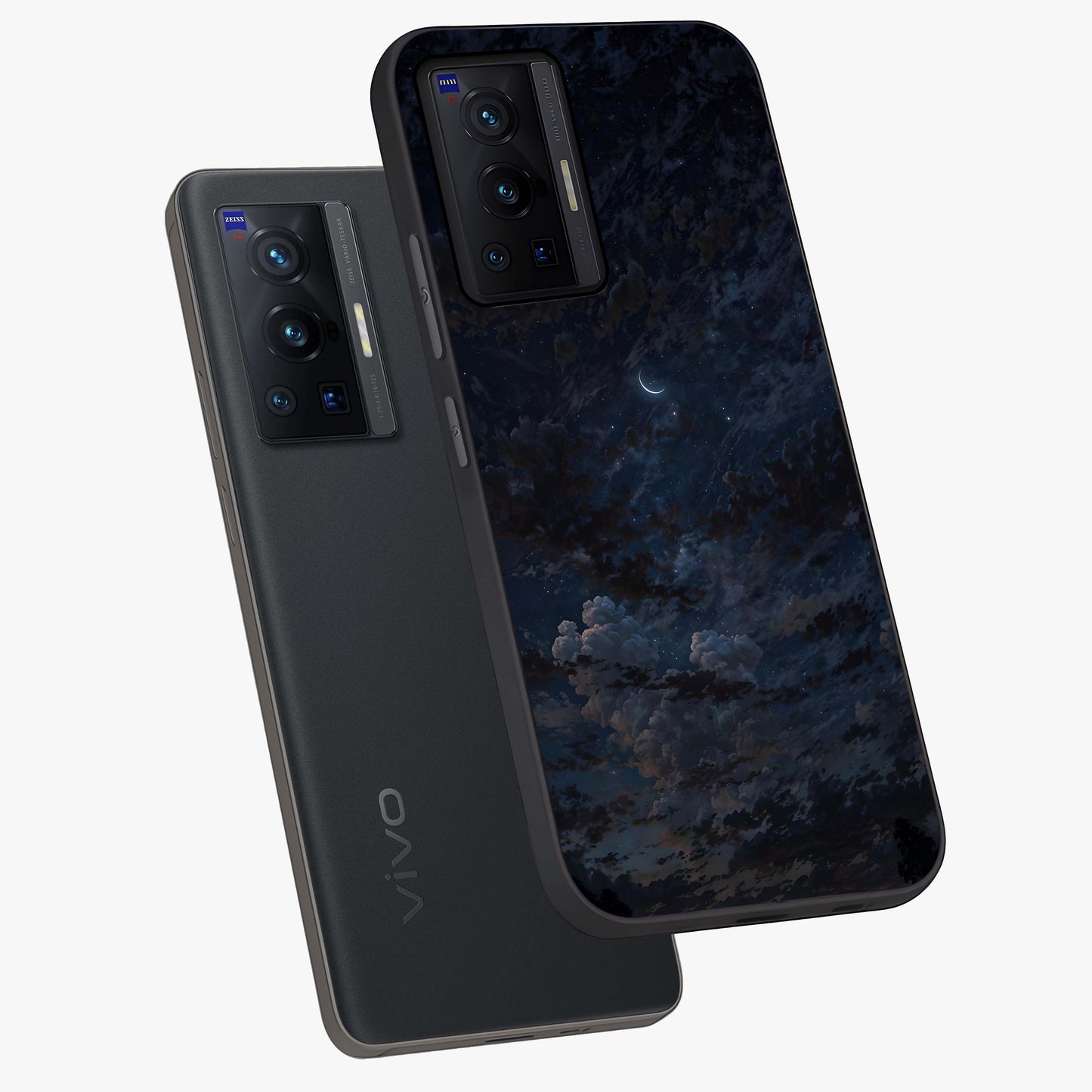 Lunar Veil Silence Glass Case displayed in angled mockup highlighting soft lunar design with peaceful celestial aesthetic.