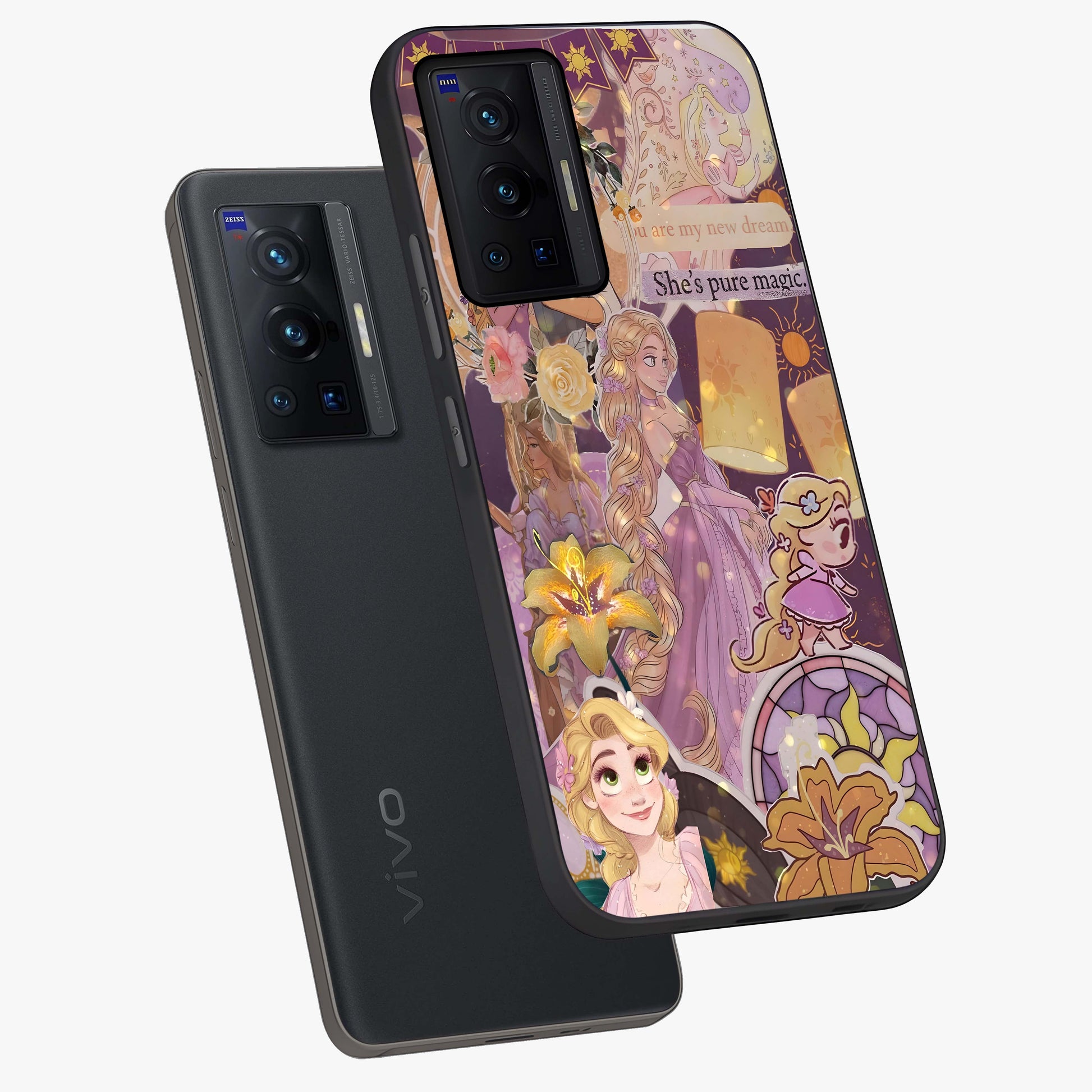 Magical Tangled Dream Glass Case displayed in angled mockup highlighting whimsical fantasy design with magical aesthetic.