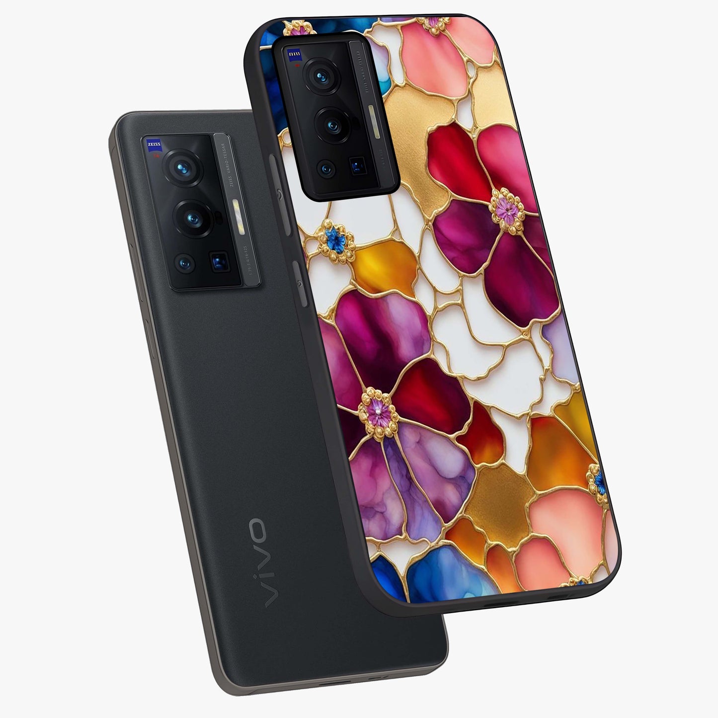 Marble Flower Pattern Glass Case displayed in angled mockup highlighting elegant marble floral design with modern aesthetic.
