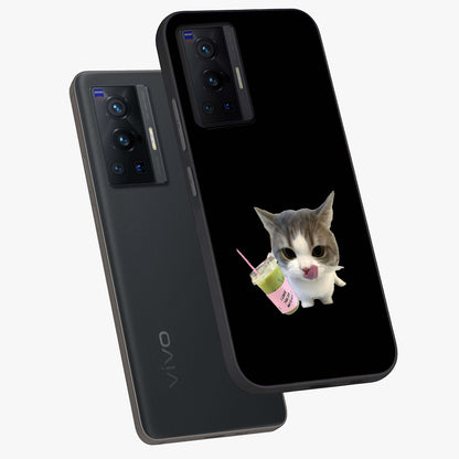 Matcha Cat Style Glass Case displayed in angled mockup highlighting playful feline design with pastel matcha aesthetic.