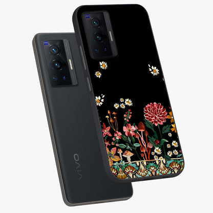 Midnight Bloom Pattern Glass Case displayed in angled mockup highlighting elegant flower design with midnight aesthetic style.