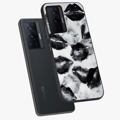 Midnight Kiss Marks Glass Case displayed in angled mockup highlighting playful romantic design with bold midnight aesthetic.