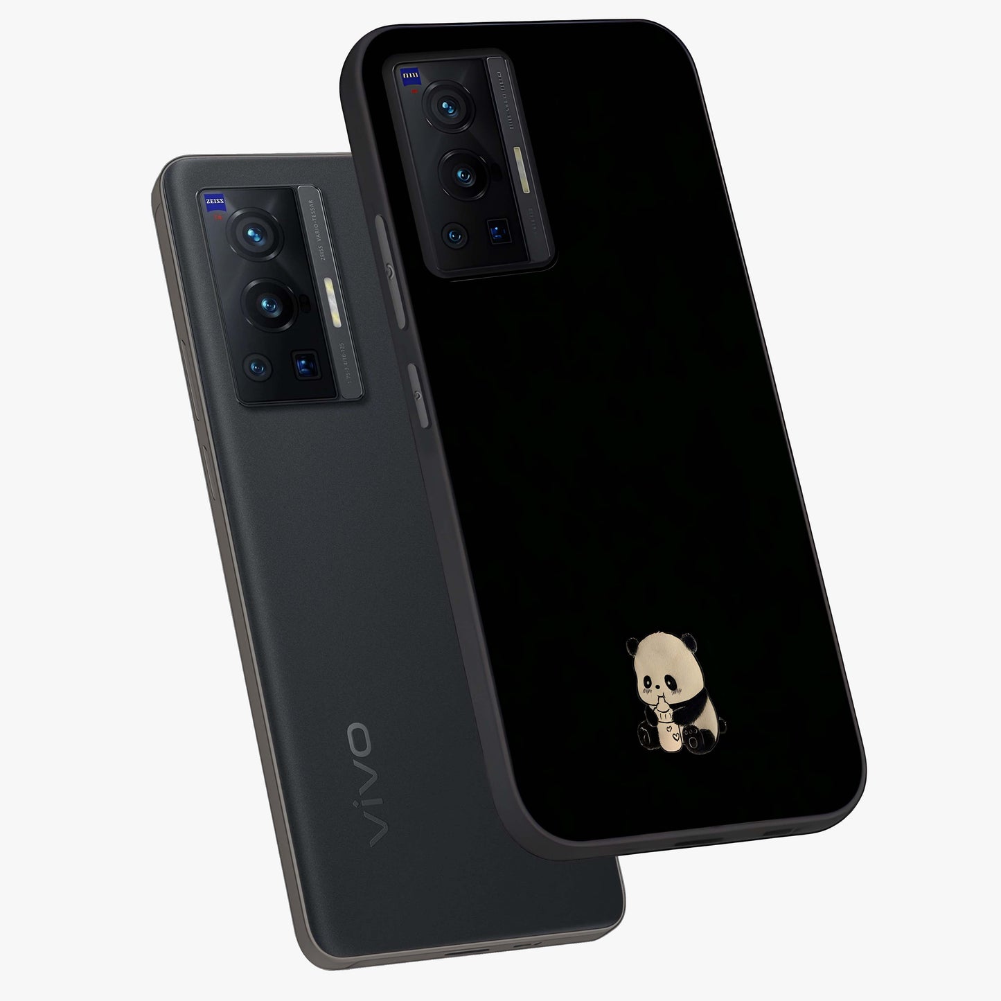 Midnight Panda Love Glass Case displayed in angled mockup highlighting adorable panda illustration with midnight aesthetic.