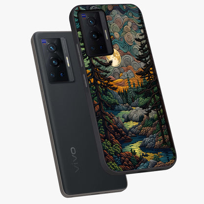 Moonlight Forest Dream Glass Case displayed in angled mockup highlighting dreamy forest design with glowing moon aesthetic.