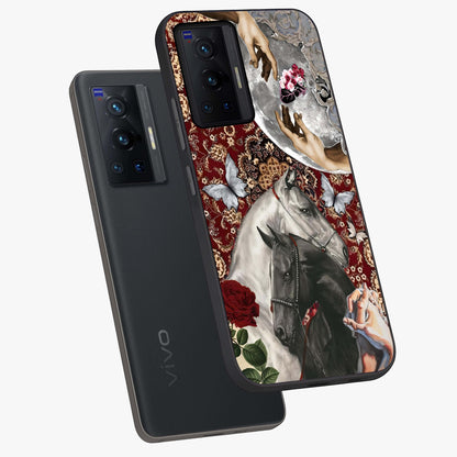Moonlit Royal Stallion Glass Case displayed in angled mockup highlighting powerful stallion illustration with royal night aesthetic.
