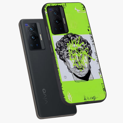 Neo Graffiti Rebellion Glass Case displayed in angled mockup highlighting urban street art design with rebellious aesthetic.