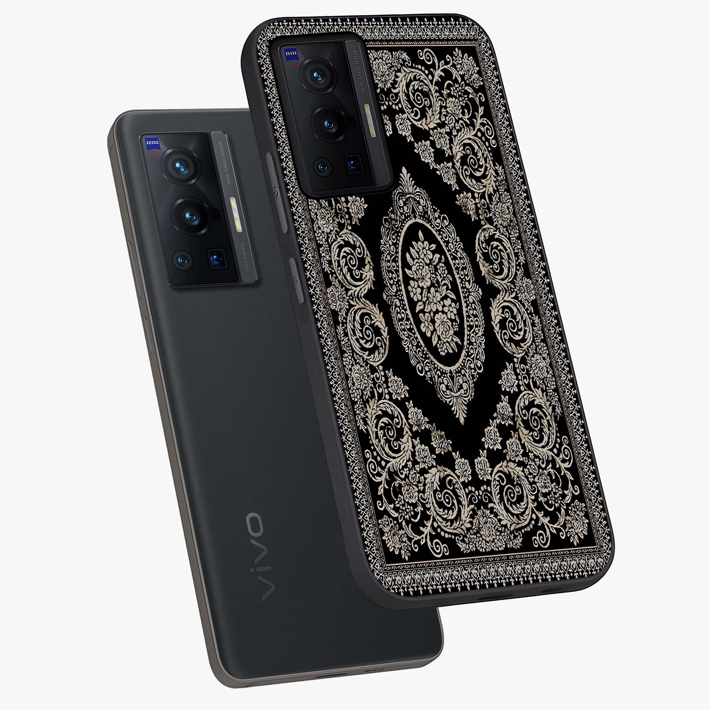 Noir Bloom Elegance Glass Case displayed in angled mockup highlighting refined flower design with stylish noir aesthetic.