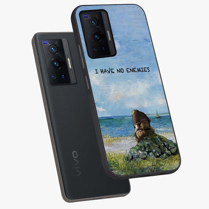 Peace Beyond War Glass Case displayed in angled mockup highlighting meaningful message design with artistic aesthetic style.