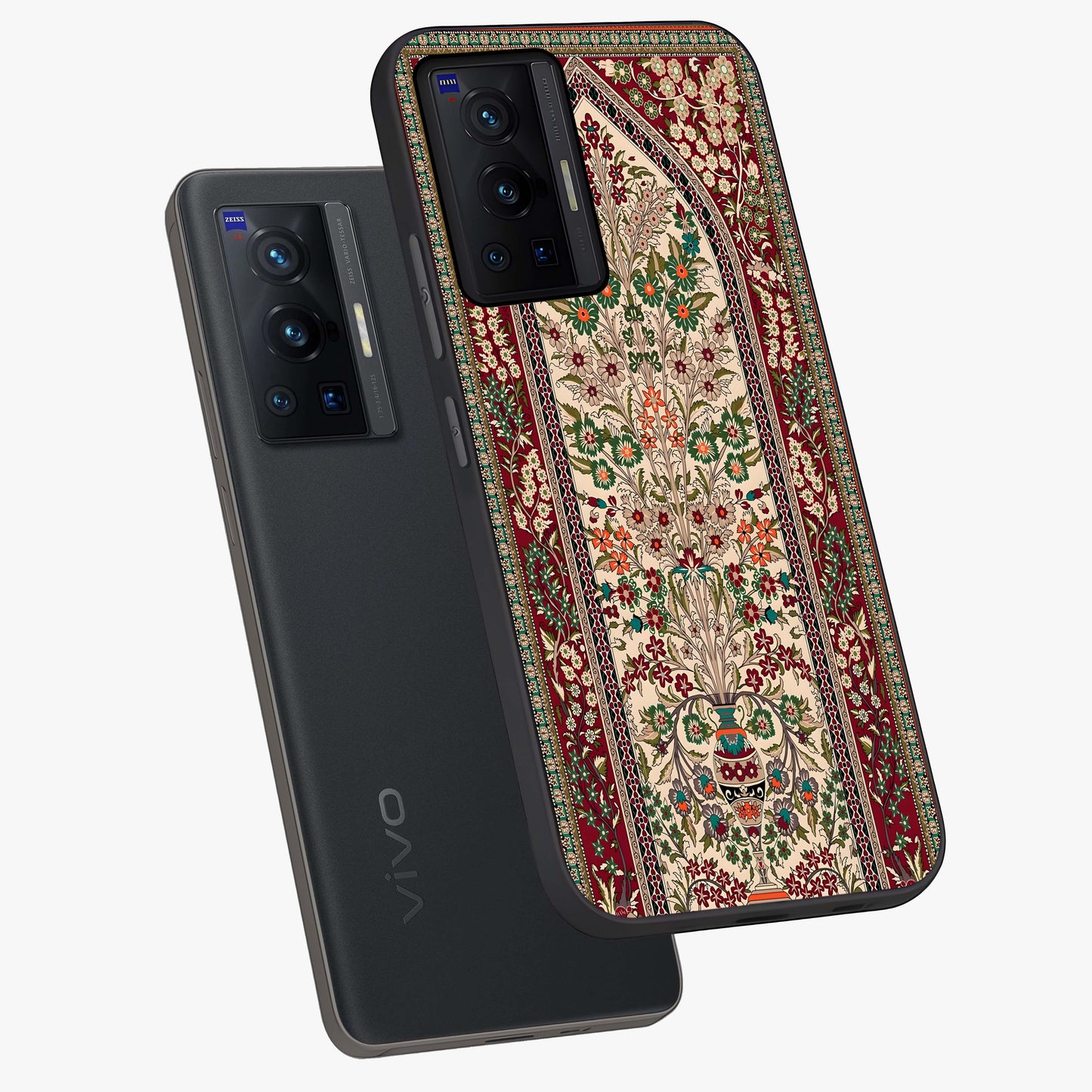 Persian Inspired Glass Case displayed in angled mockup highlighting intricate traditional design with elegant cultural aesthetic.
