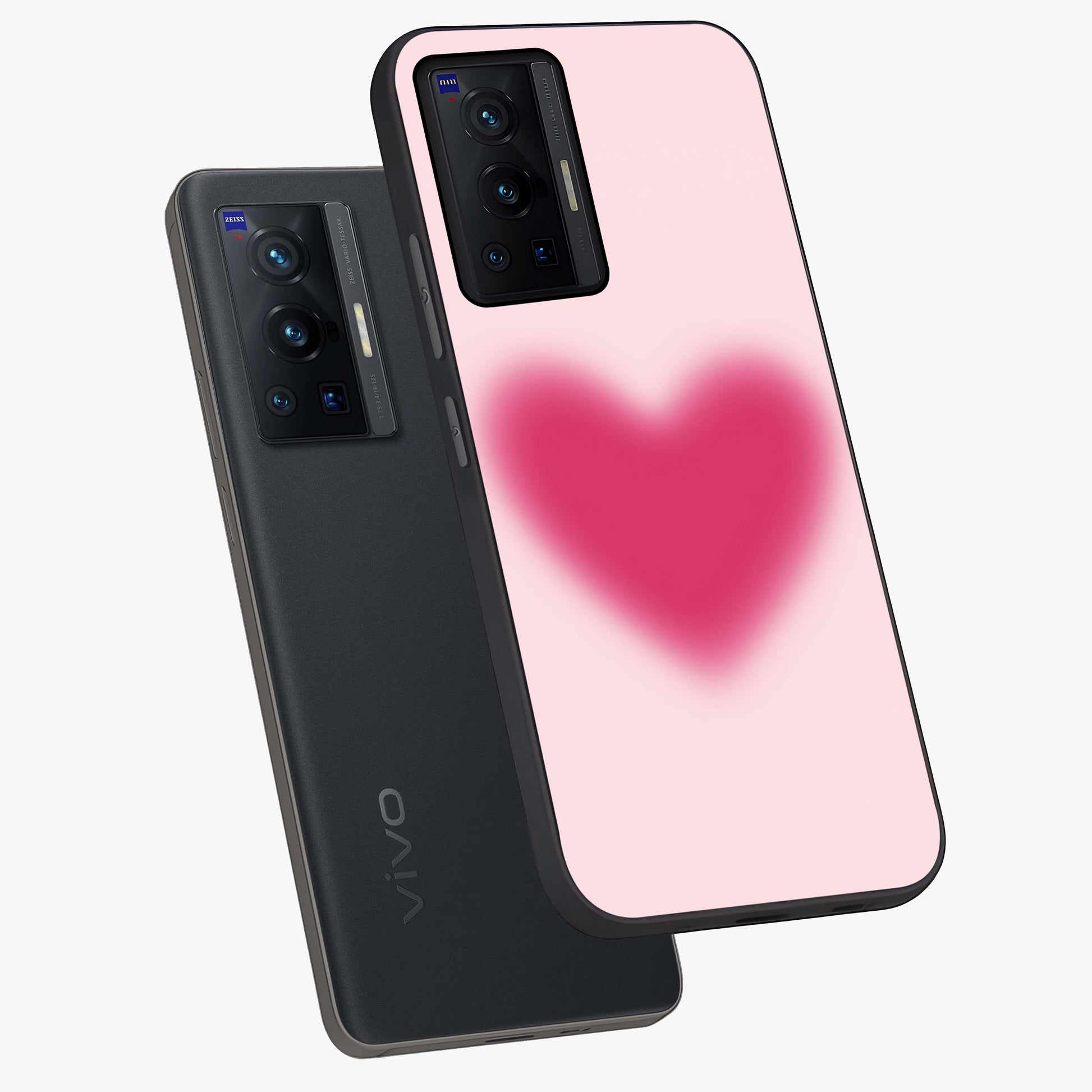 Pink Aura Heart Glass Case displayed in angled mockup highlighting vibrant pink heart design with dreamy aura aesthetic.