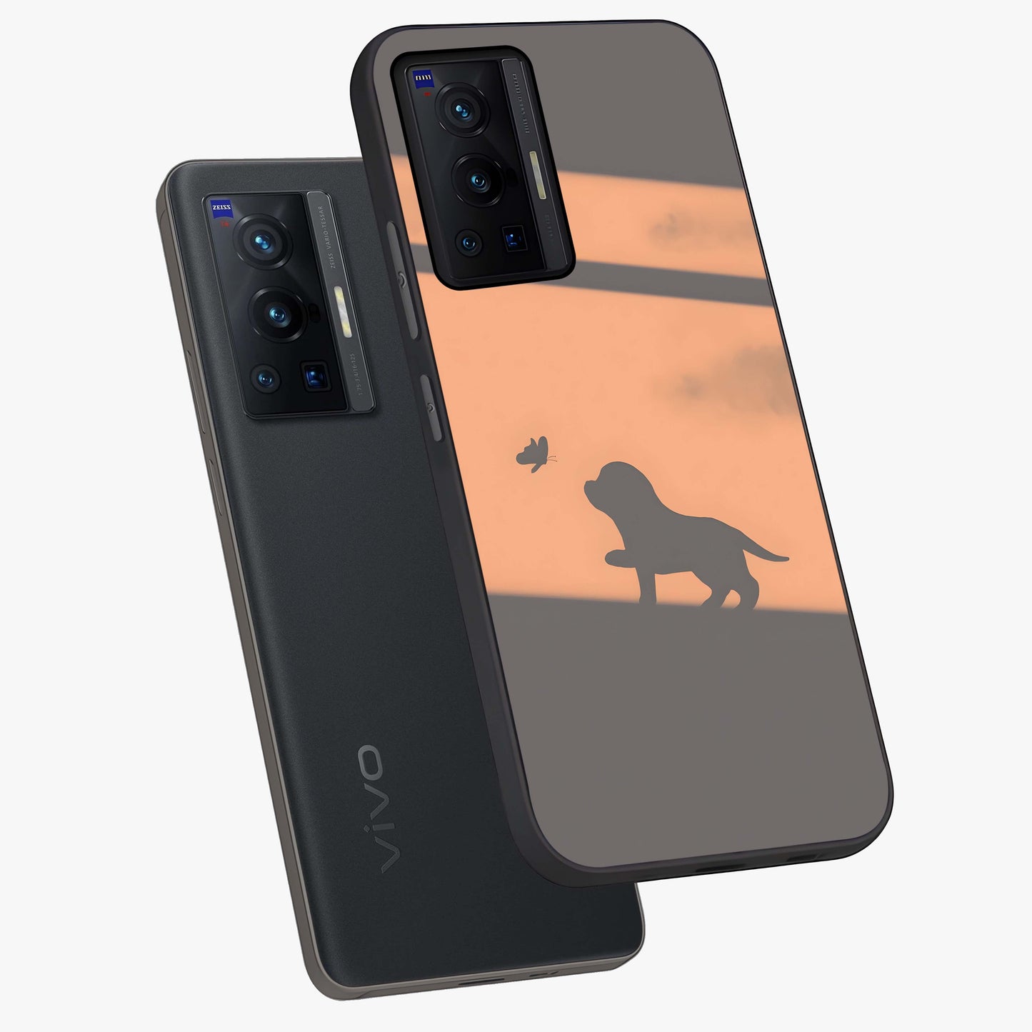 Puppy Shadow Art Glass Case displayed in angled mockup highlighting playful dog illustration with artistic shadow aesthetic.