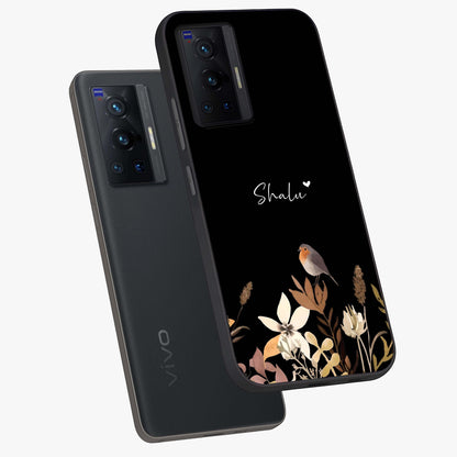 Quiet Garden Tune Custom Name Glass Case displayed in angled mockup highlighting delicate floral garden design with custom name feature.