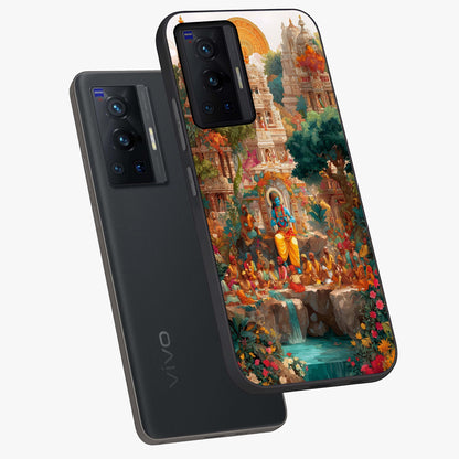 Sacred Sunlight Gods Glass Case displayed in angled mockup highlighting radiant spiritual design with celestial aesthetic.