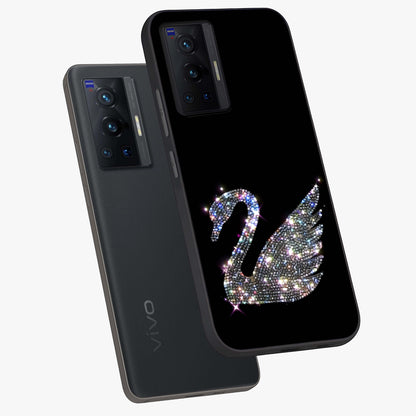 Starlit Swan Grace Glass Case displayed in angled mockup highlighting elegant swan illustration with dreamy celestial aesthetic.
