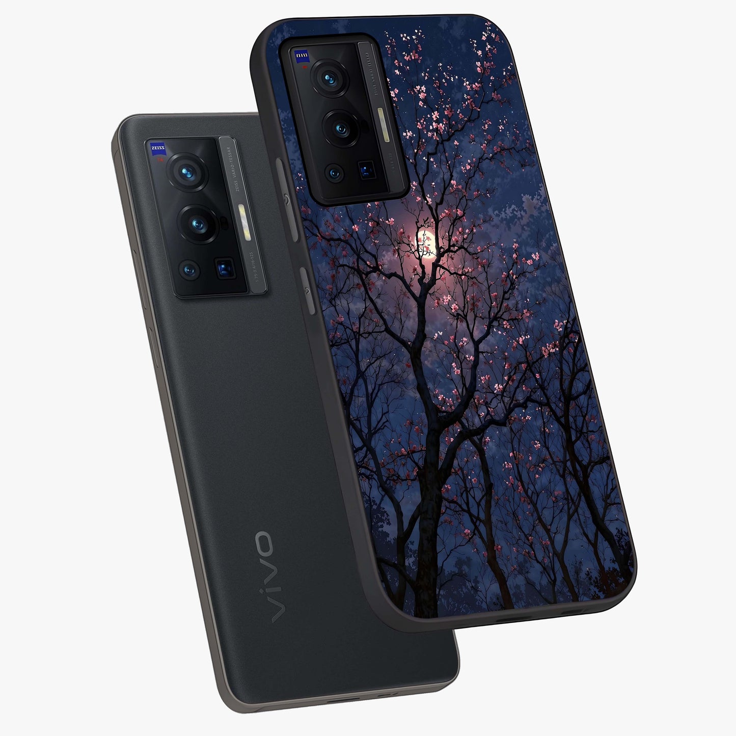 Twilight Sakura Serenade Glass Case displayed in angled mockup highlighting delicate sakura flower design with dreamy aesthetic.