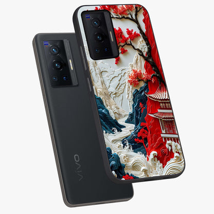 Whispers Of Sakura Waves Glass Case displayed in angled mockup highlighting flowing sakura design with soft floral aesthetic.