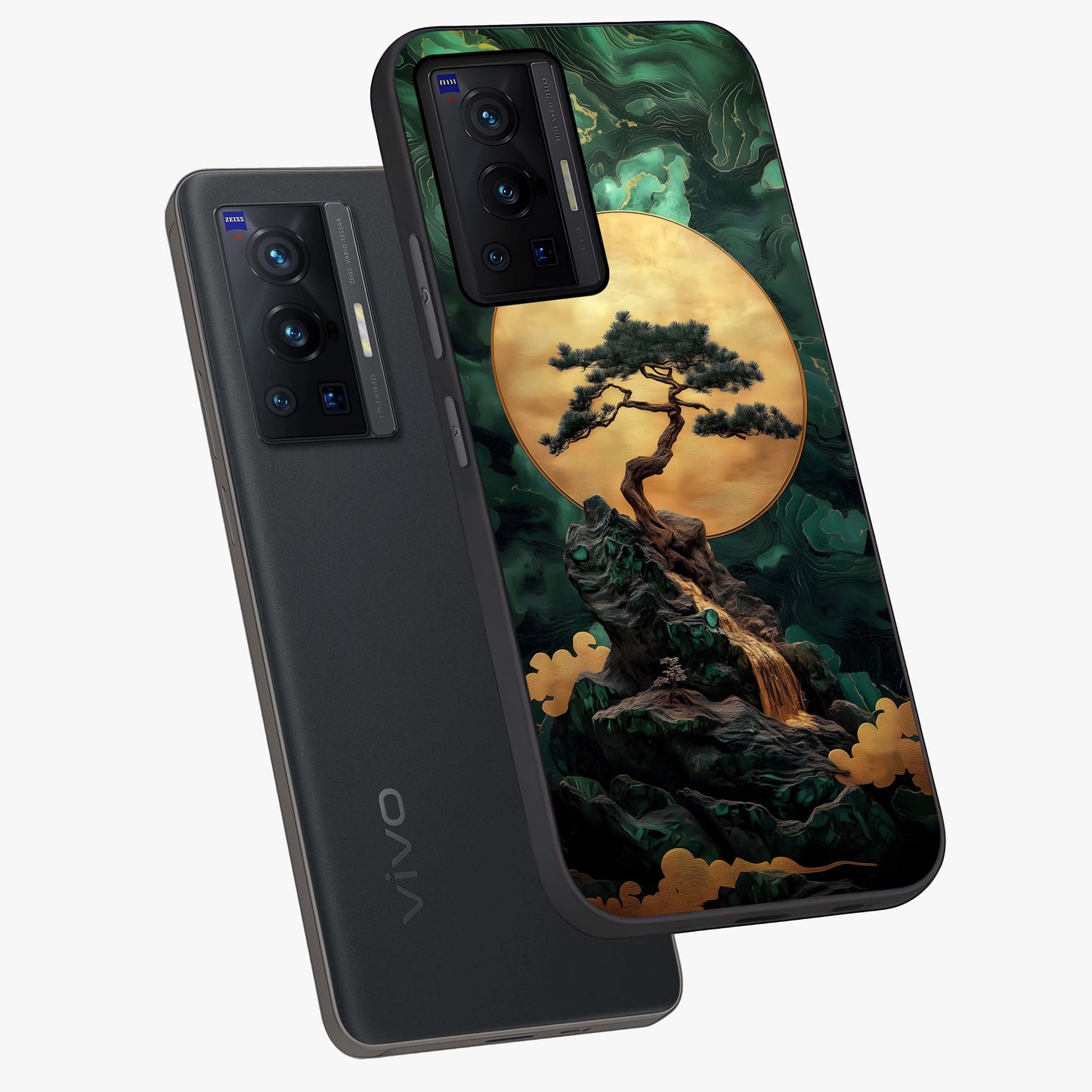 Zen Moon Rise Glass Case displayed in angled mockup highlighting peaceful lunar design with zen aesthetic style.