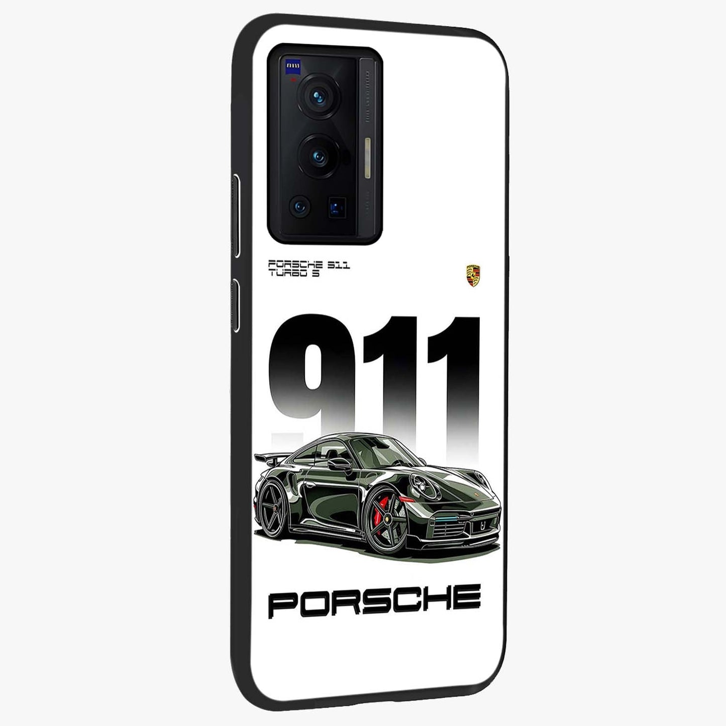 911 Turbo Dominance Glass Case upright perspective showcasing powerful racing design and modern automotive aesthetic.