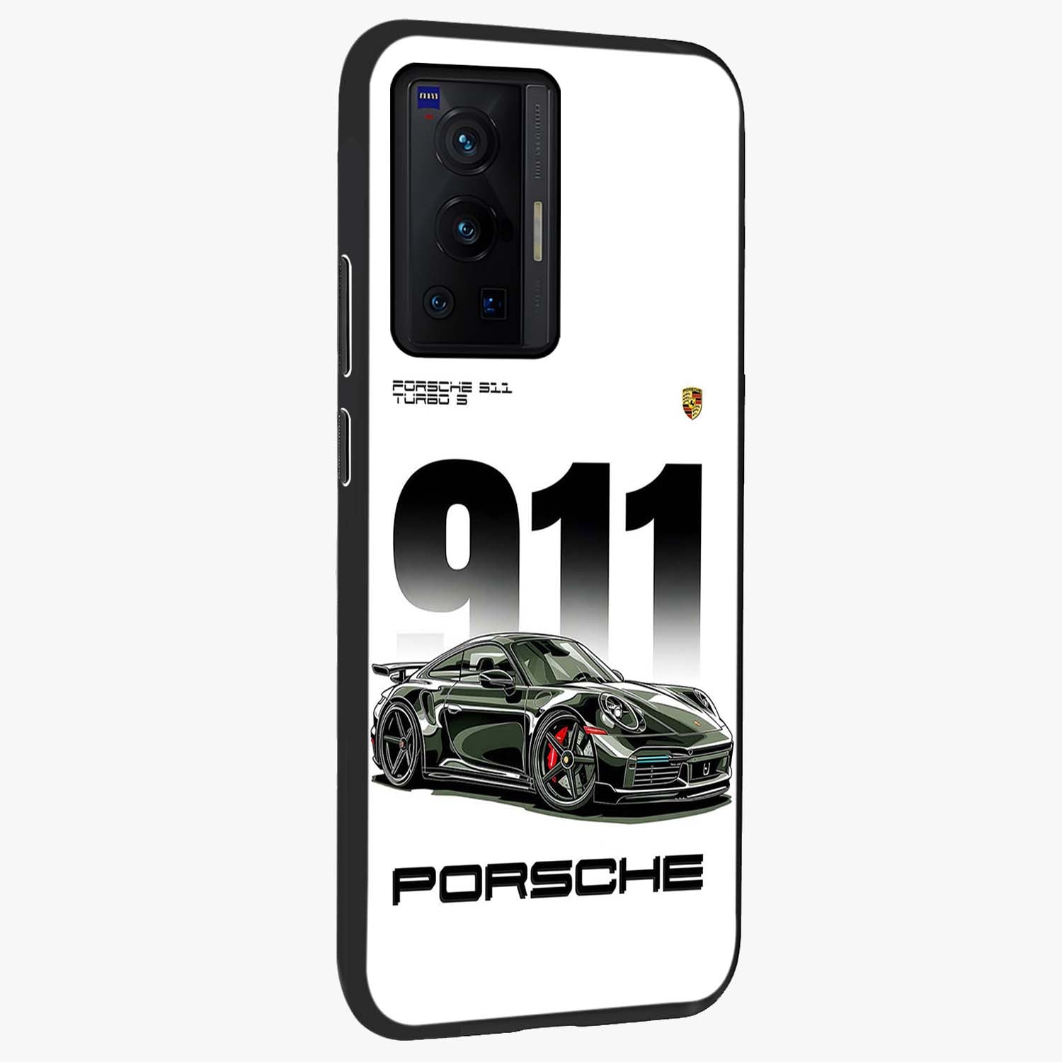 911 Turbo Dominance Glass Case upright perspective showcasing powerful racing design and modern automotive aesthetic.