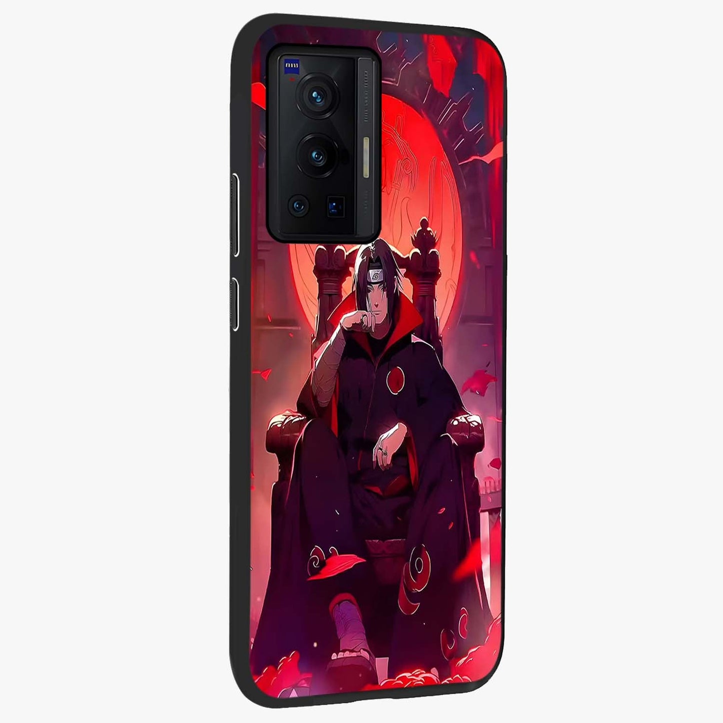 Blood Moon Sovereign Glass Case upright view showcasing powerful moon inspired artwork with cosmic aesthetic style.