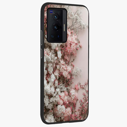 Blush Blossom Cloud Glass Case upright view showcasing calm floral cloud artwork with gentle dreamy theme.
