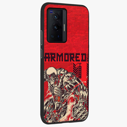 Crimson Mecha Titan Glass Case upright view showcasing dynamic robotic titan design with sci-fi inspired theme.
