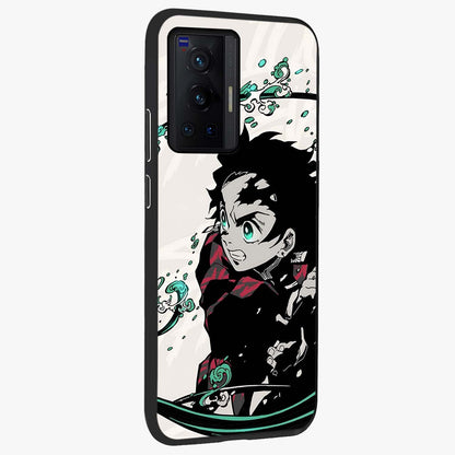 Demon Slayer Glass Case upright view showcasing powerful anime artwork with intense warrior theme.