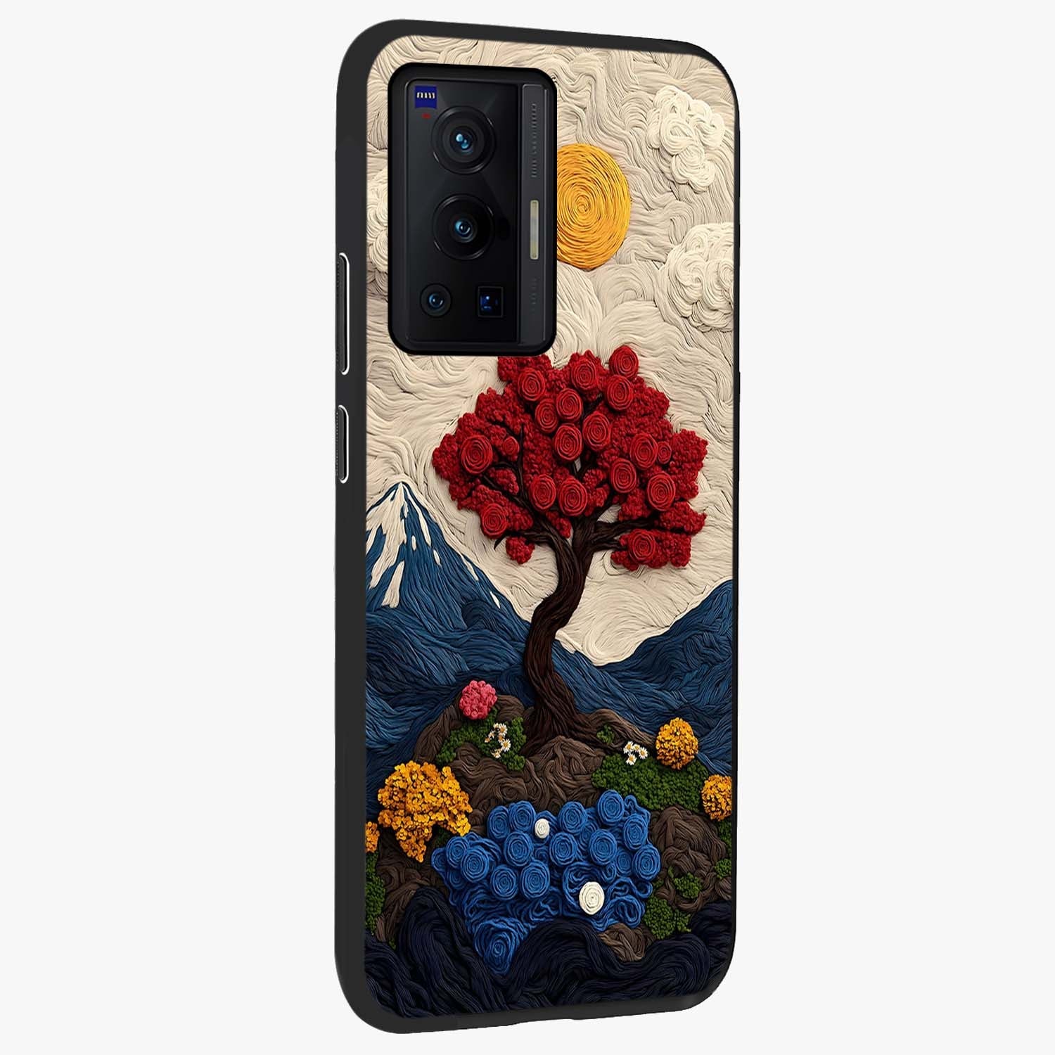 Eternal Nature Tapestry Glass Case upright view showcasing elegant nature tapestry design with decorative style.