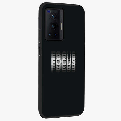 Focus Mode On Glass Case upright view showcasing strong typography statement with sleek motivational theme.