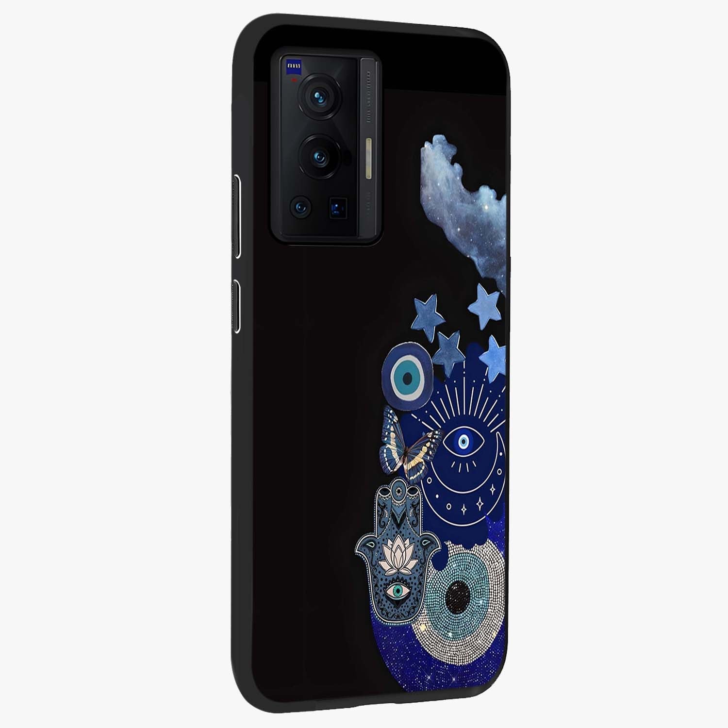 Galactic Charm Cluster Glass Case upright view showcasing glowing cosmic charm artwork with magical celestial style.