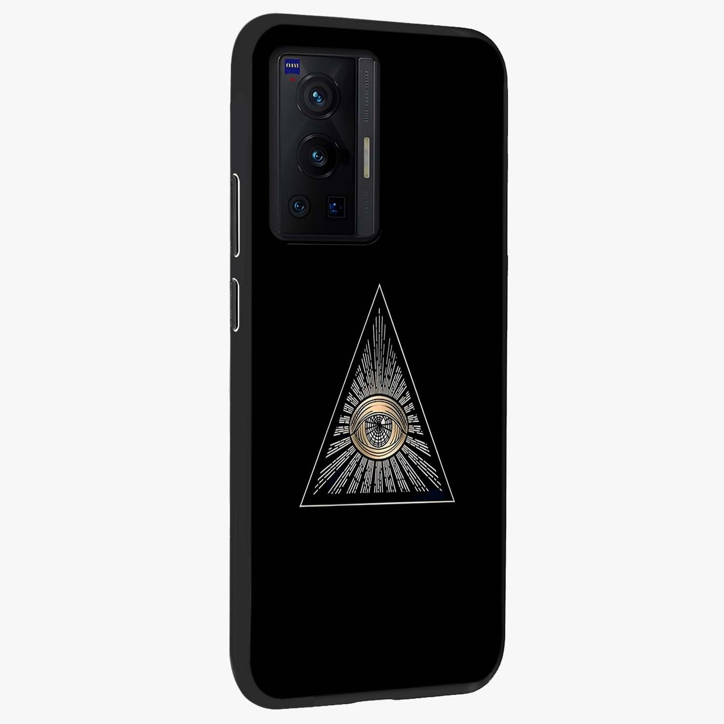 Illuminati Evil Glass Case upright view showcasing striking illuminati artwork with mysterious symbolic theme.