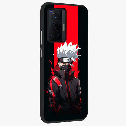 Kakashi Scarlet Shadow Glass Case upright view showcasing intense anime ninja artwork with dark action theme.