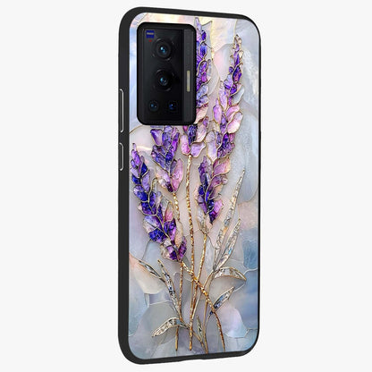 Lavender Dream Glow Glass Case upright view showcasing radiant lavender glow artwork with calming dreamy theme.