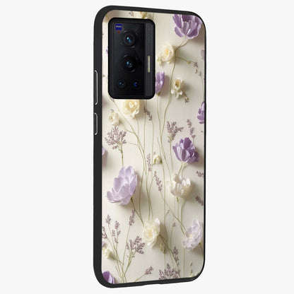 Lilac Breeze Harmony Glass Case upright view showcasing delicate lilac artwork with peaceful floral theme.