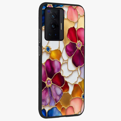 Marble Flower Pattern Glass Case upright view showcasing decorative marble flower artwork with refined style.