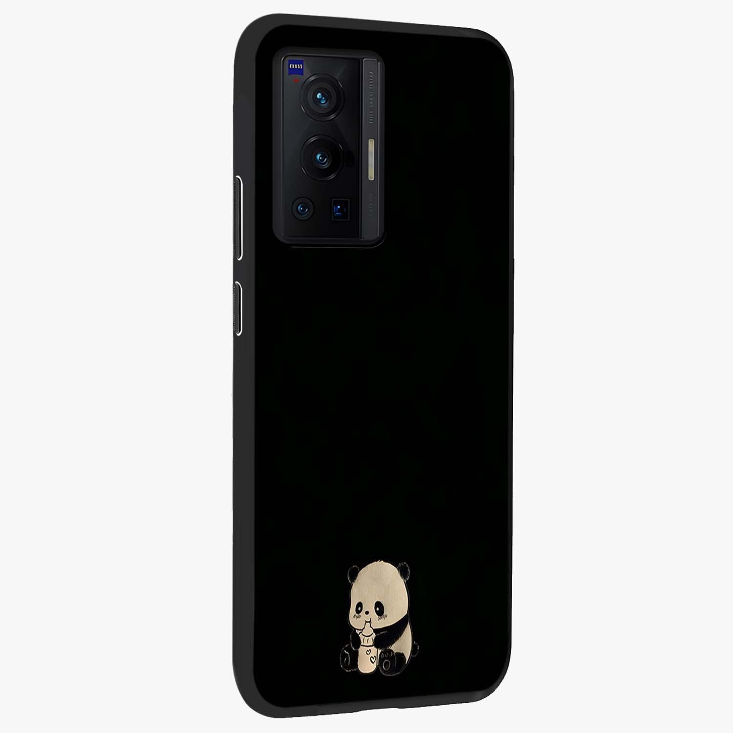 Midnight Panda Love Glass Case upright view showcasing charming panda artwork with playful romantic theme.