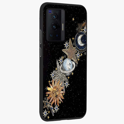 Pearls Universe Object Glass Case upright view showcasing decorative pearl themed artwork with cosmic elegance.