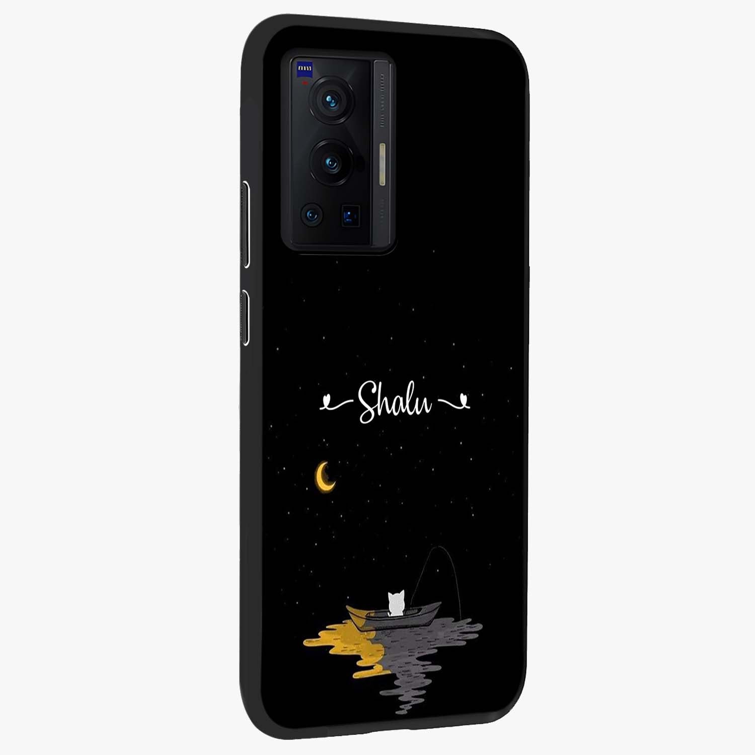 Silent Night Row Glass Case upright view showcasing tranquil night artwork with serene landscape theme.