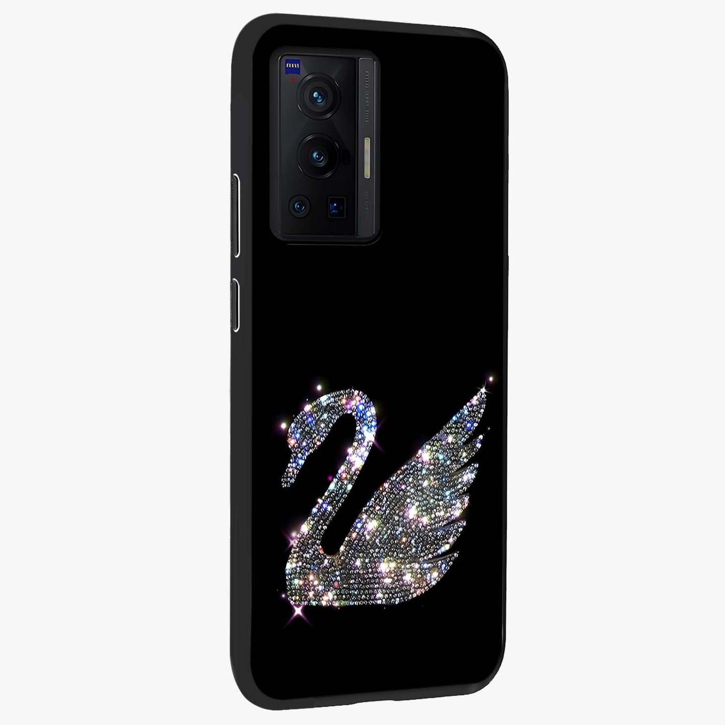 Starlit Swan Grace Glass Case upright view showcasing beautiful swan artwork with peaceful night themed design.