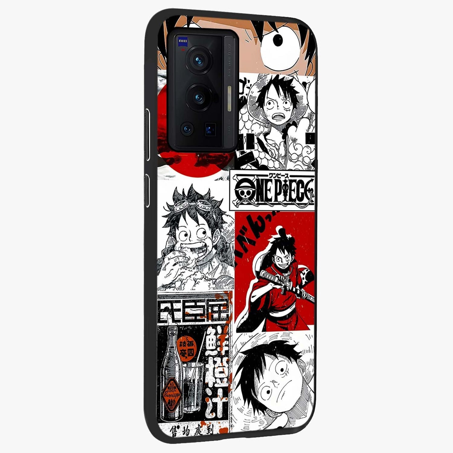 Strawhat Chaos Panels Glass Case upright view showcasing energetic anime artwork with bold adventure theme.