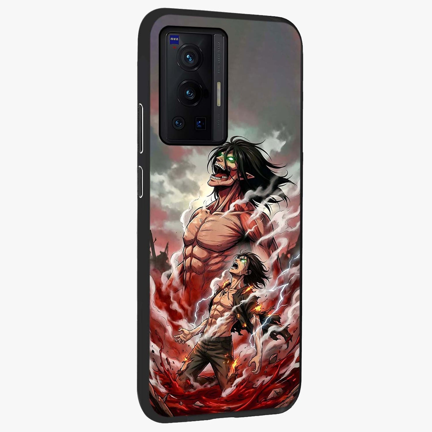 Titan Awakening Fury Glass Case upright view showcasing intense titan artwork with epic fantasy theme.