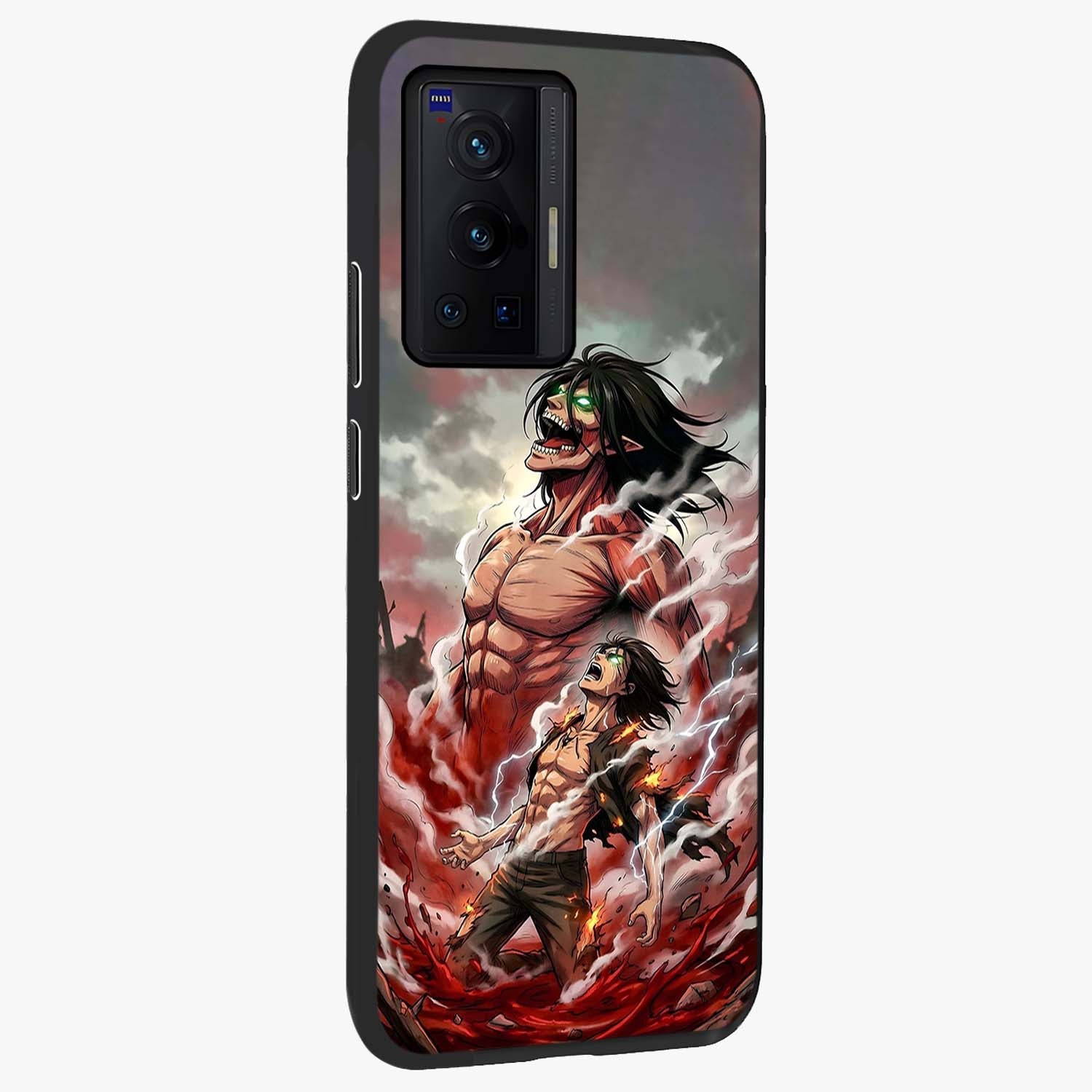Titan Awakening Fury Glass Case upright view showcasing intense titan artwork with epic fantasy theme.