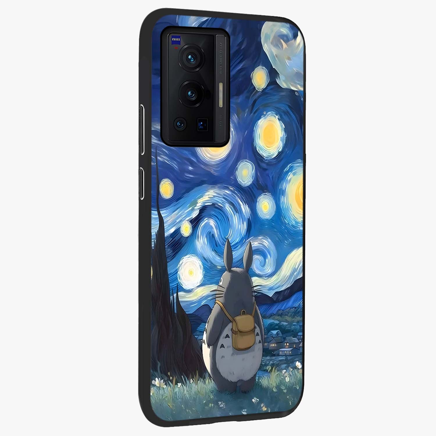 Totoro In Van Gogh Art Glass Case upright view showcasing creative character artwork with painterly artistic theme.