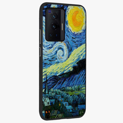 Van Gogh Art Glass Case upright view showcasing expressive painting style artwork with timeless artistic theme.