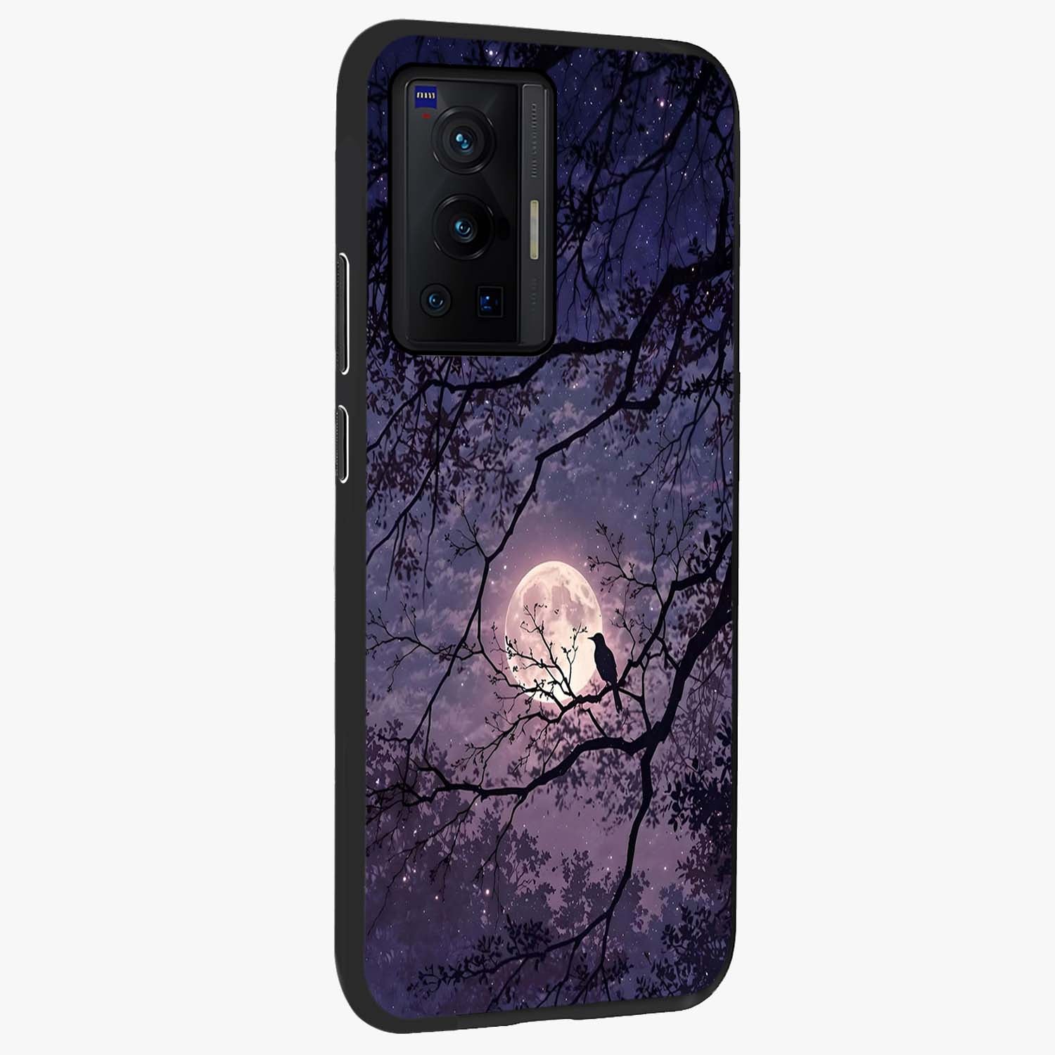 Whispering Moon Silence Glass Case upright view showcasing peaceful moon artwork with tranquil celestial theme.