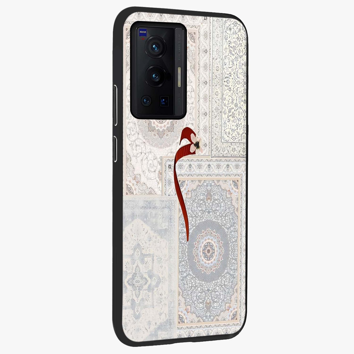 White Aesthetic Bow Glass Case upright view showcasing delicate ribbon bow artwork with cute minimalist theme.