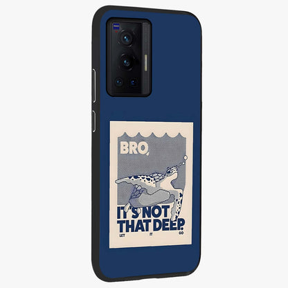 Worry Less Swim Glass Case upright view showcasing cheerful artistic artwork with carefree inspirational theme.