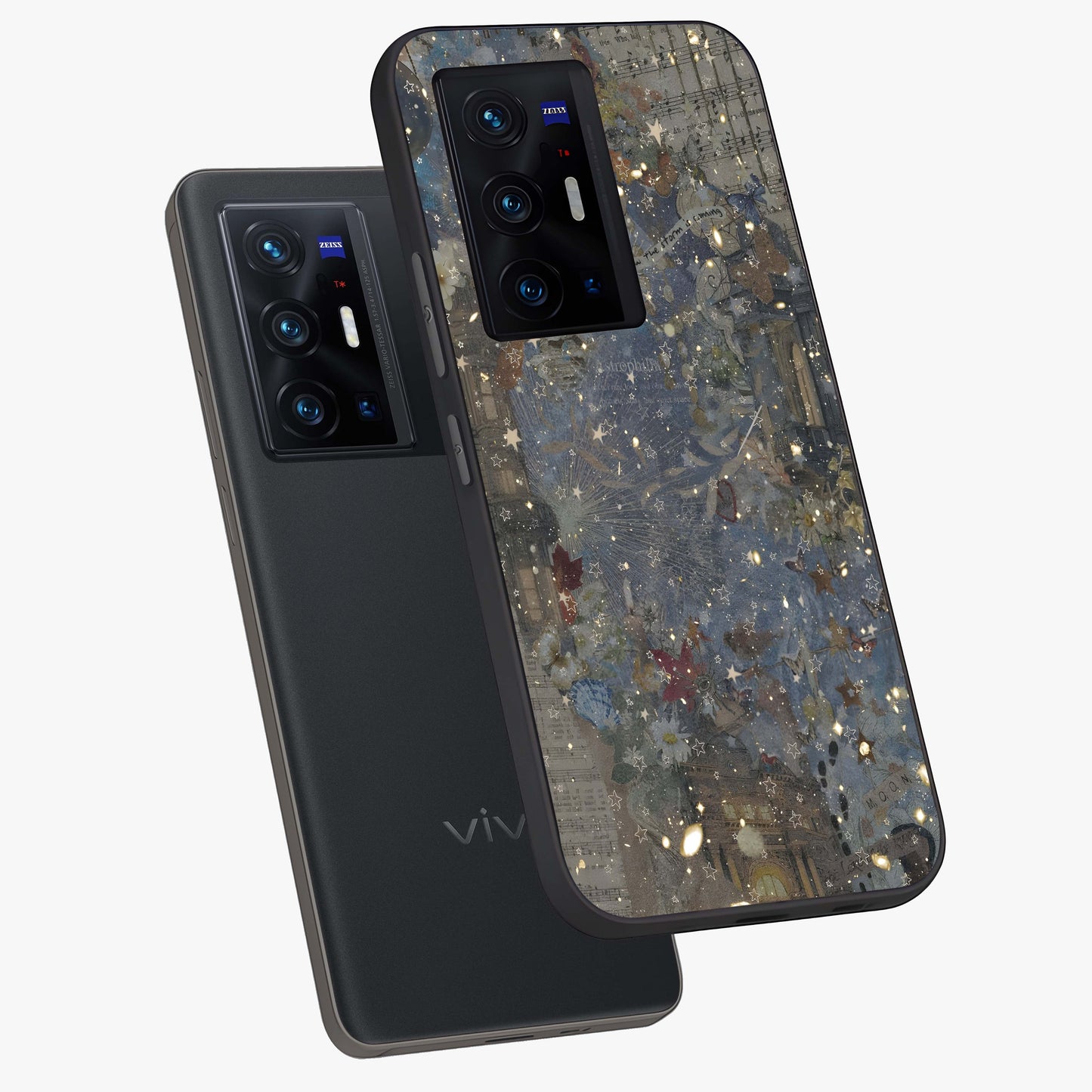 Aesthetic Astrolophia Glass Case displayed in angled mockup highlighting artistic aesthetic elements and smooth glass surface.