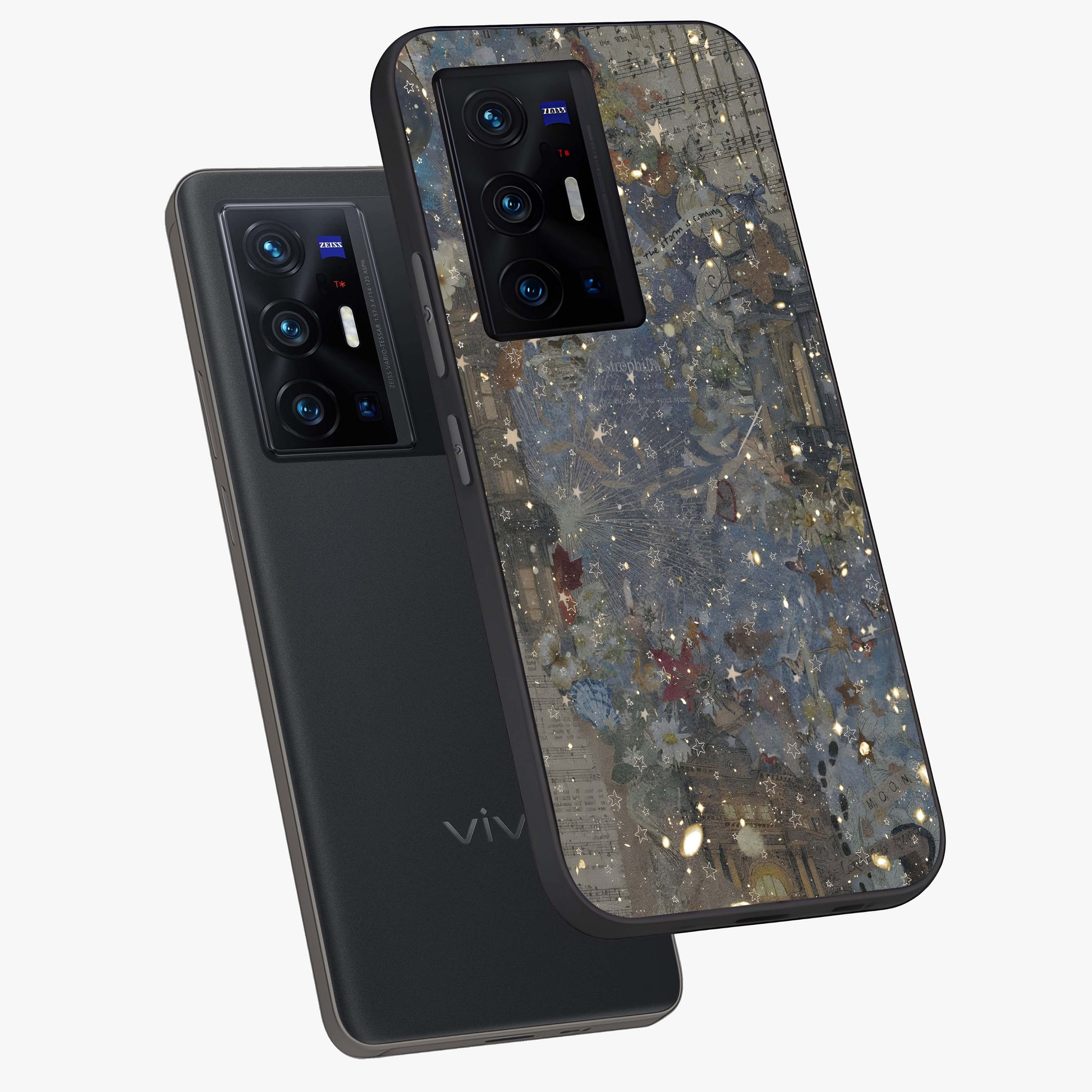 Aesthetic Astrolophia Glass Case displayed in angled mockup highlighting artistic aesthetic elements and smooth glass surface.