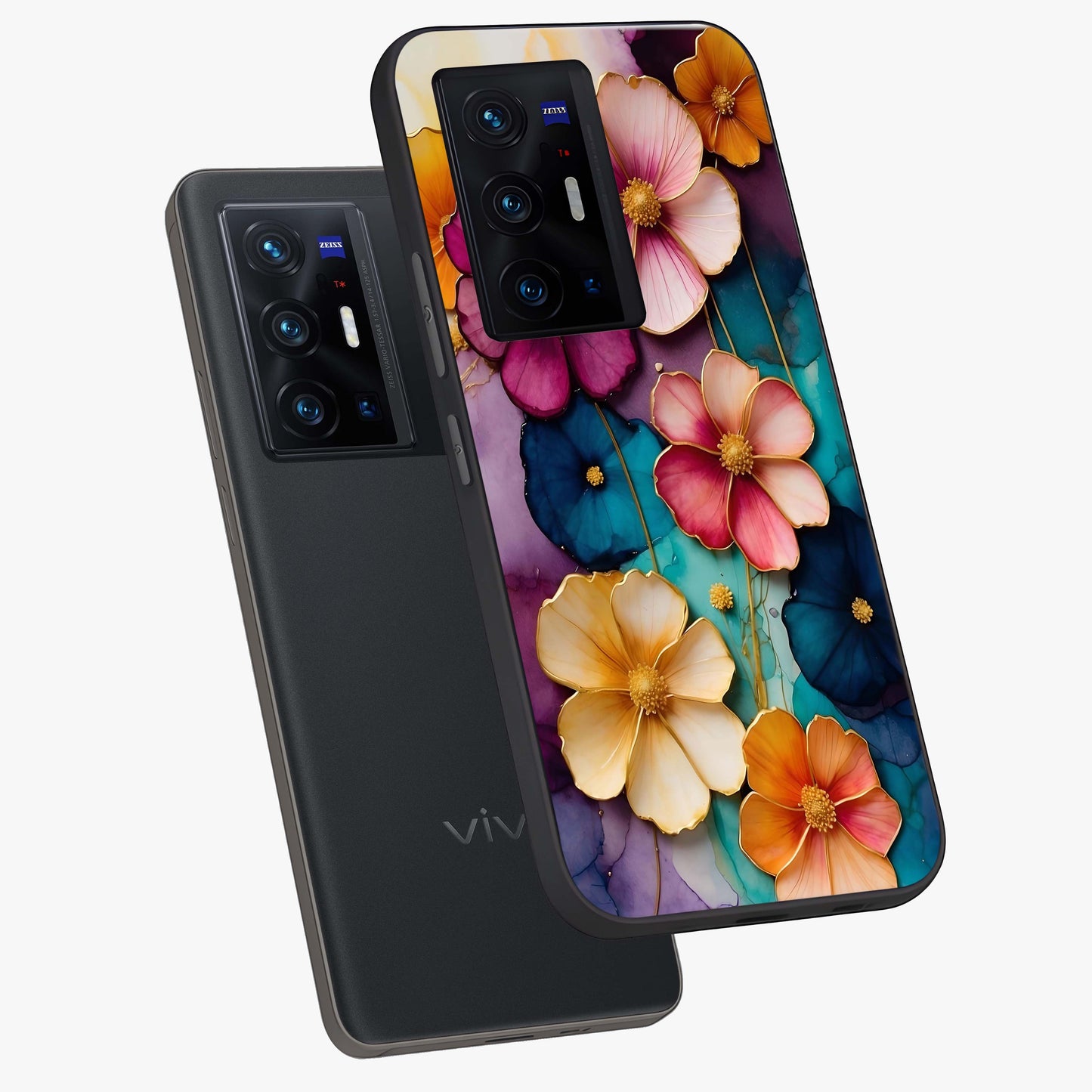 Artlyn Grace Flower Pattern Glass Case displayed in angled mockup highlighting delicate flower pattern design and smooth glass surface.